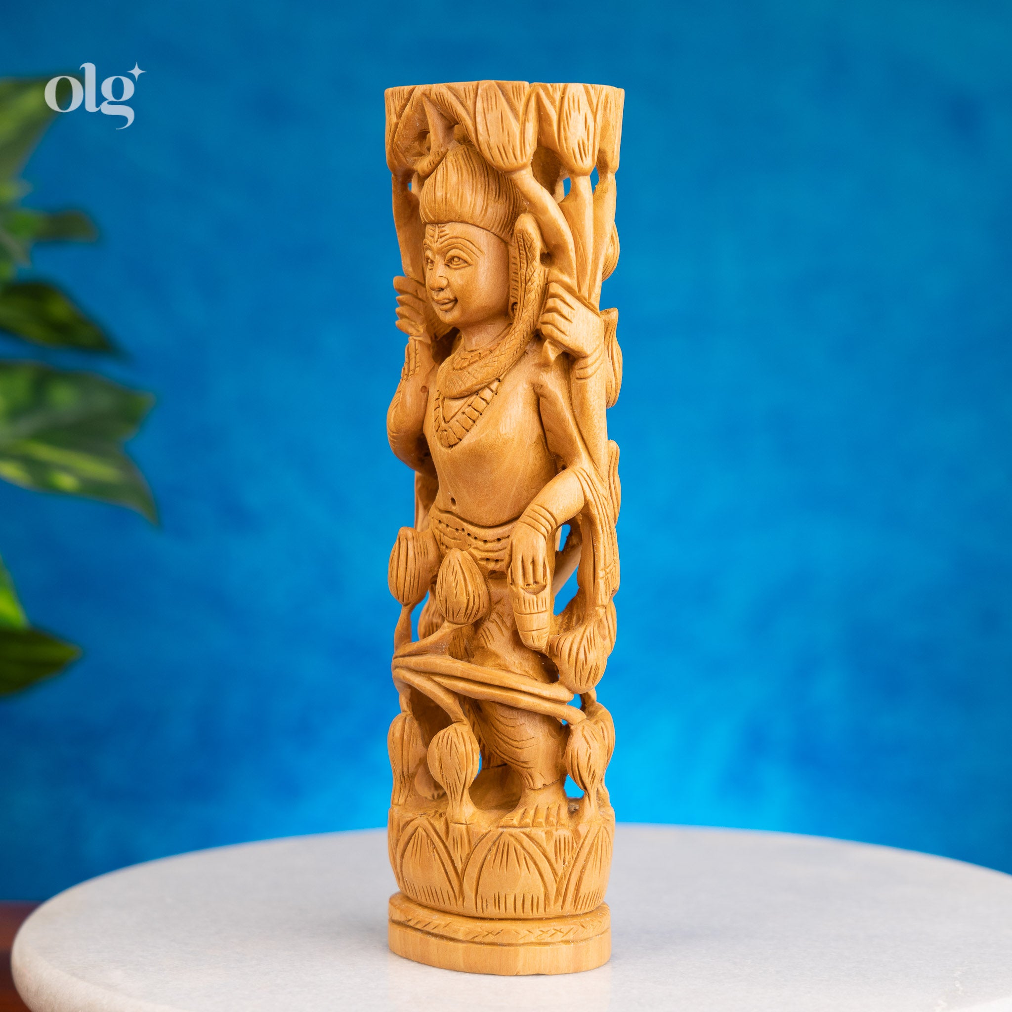 Artisan Crafted Standing Wooden Shiva Idol (8 Inch)