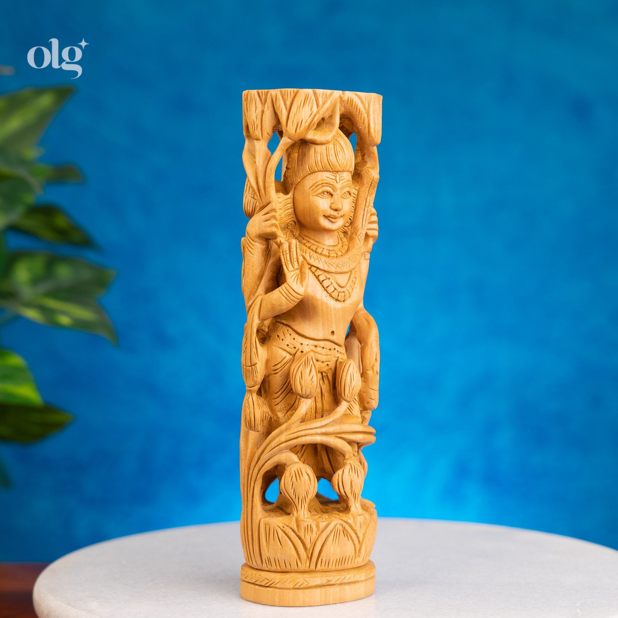 Artisan Crafted Standing Wooden Shiva Idol (8 Inch)