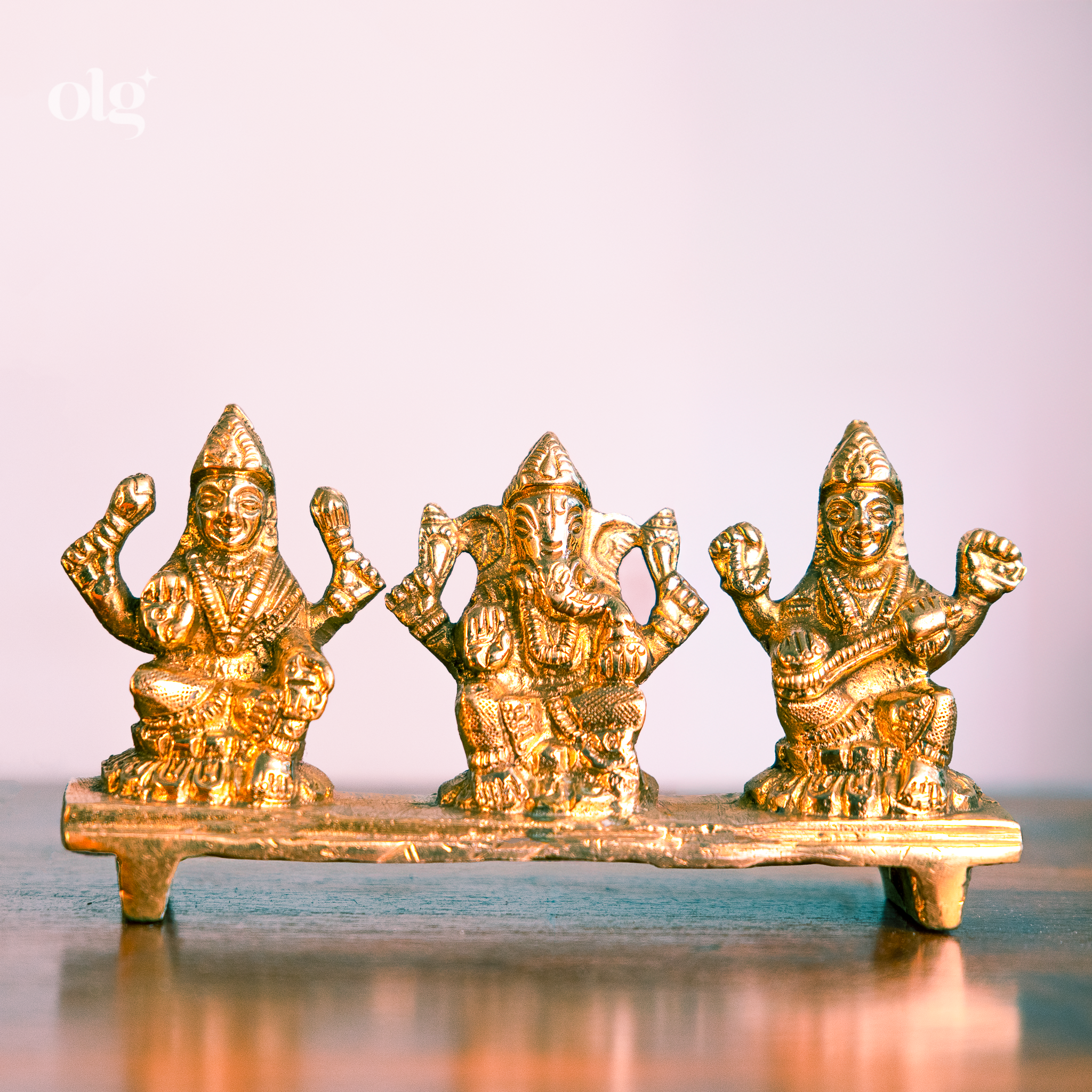 Brass Lakshmi Ganesh Saraswati Trio Set (2.5 Inch)
