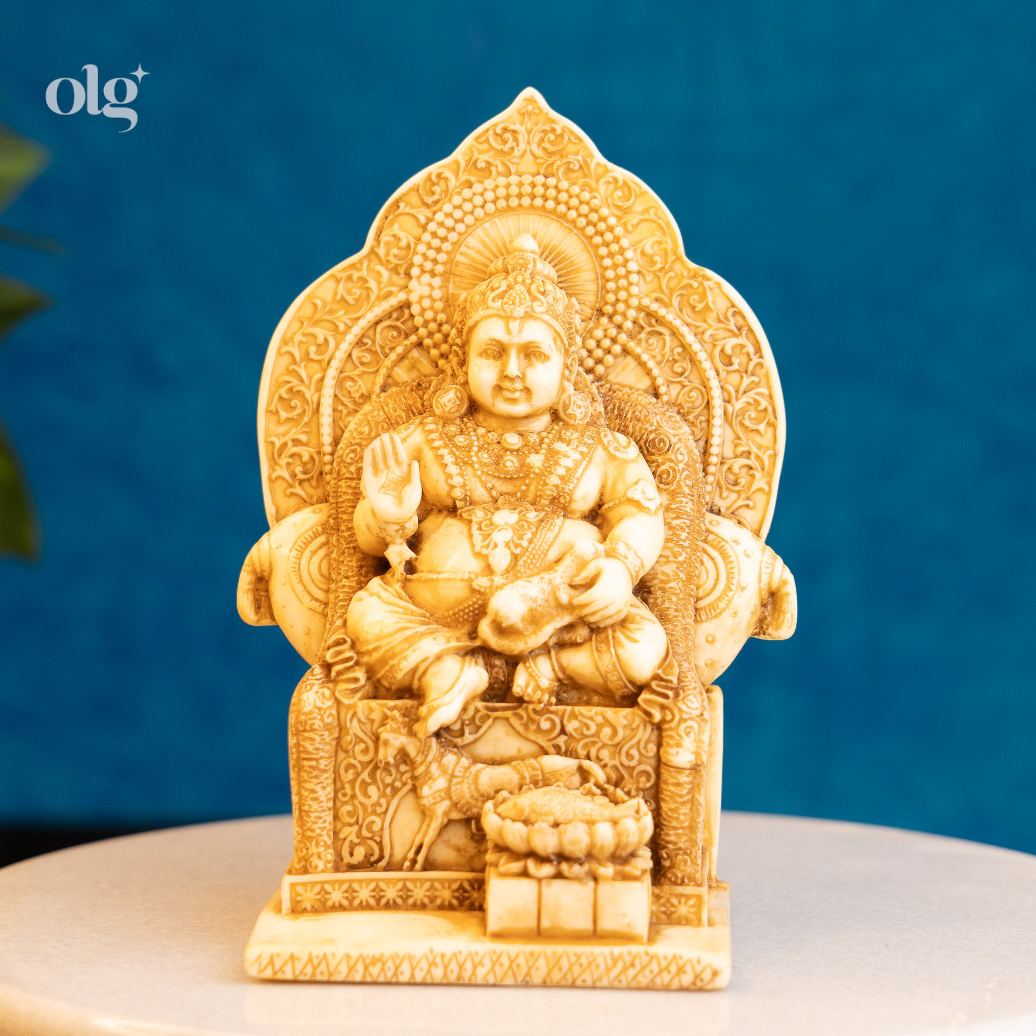 Antique Ivory Finish Lord Kuber Idol (God of Wealth)