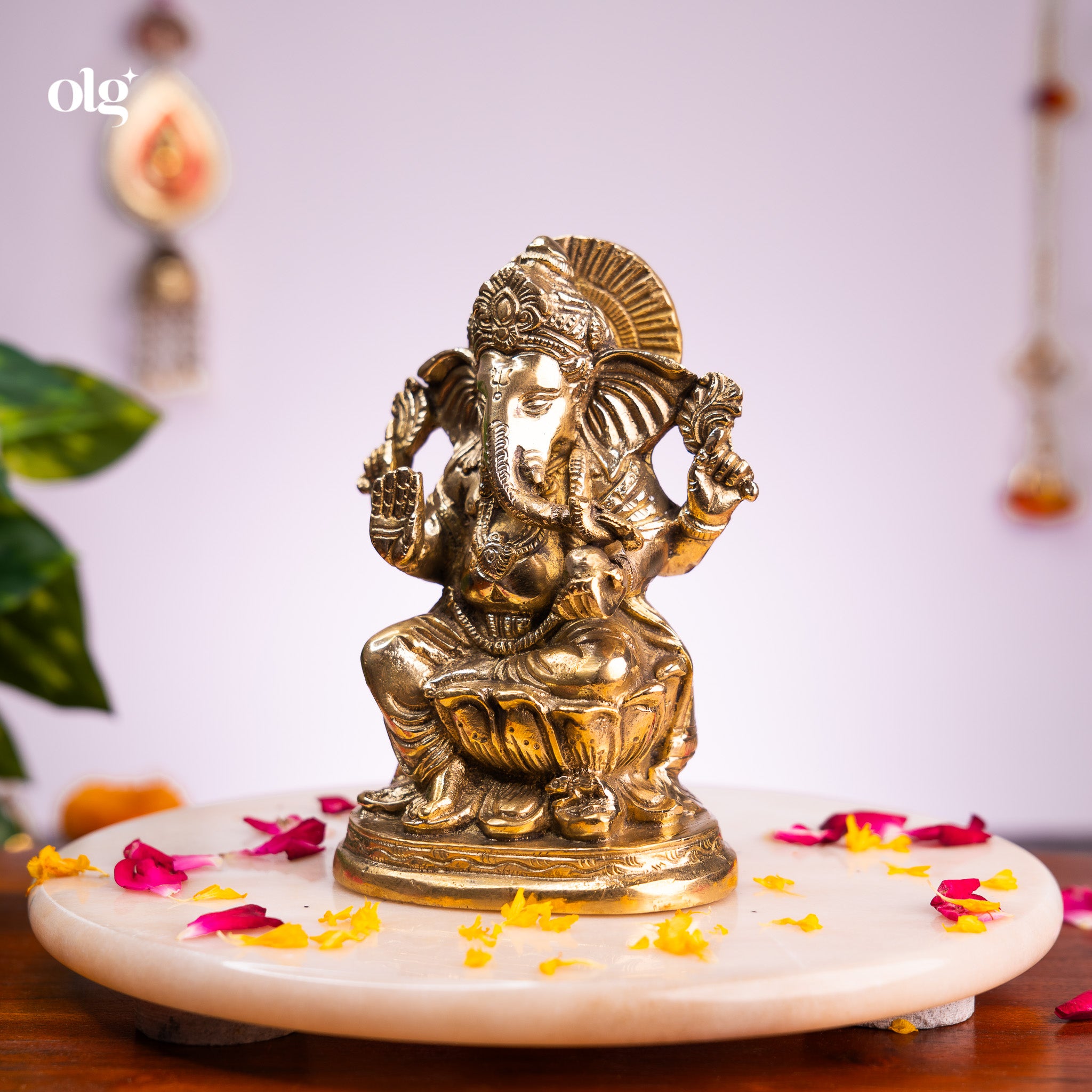 Antique Brass Ganesha Murti 7 Inch
