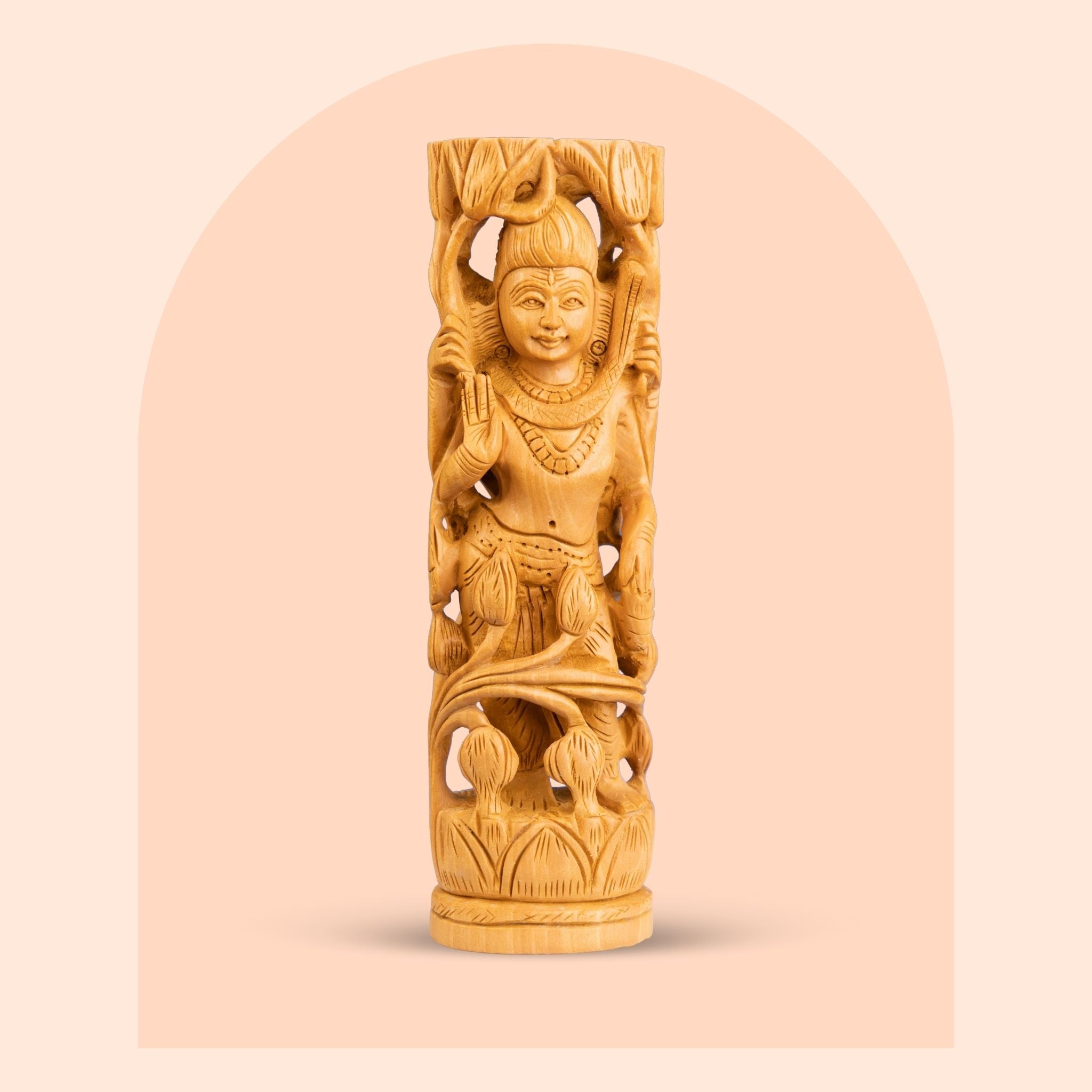 Artisan Crafted Standing Wooden Shiva Idol (8 Inch)