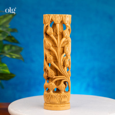 Hand-carved standing wooden Shiva idol, 8 inch