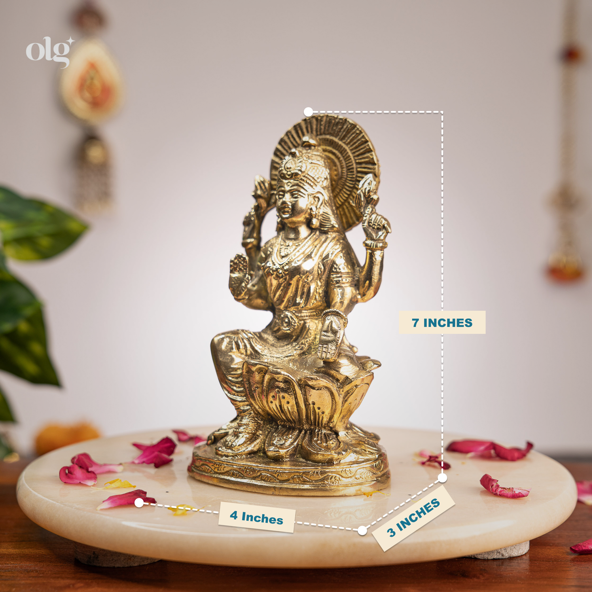 Premium Brass Sitting Goddess Lakshmi Idol (7 Inch)