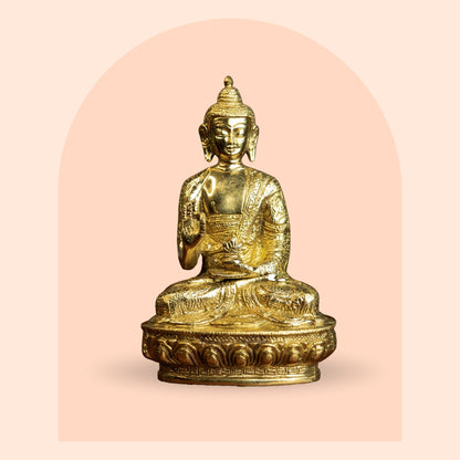 Brass Blessing Buddha Statue | Lotus Base