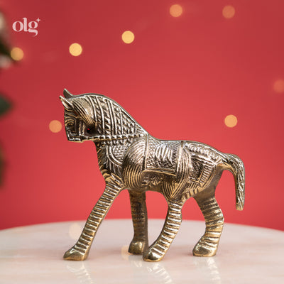 Handcrafted brass standing horse figurine for home decor