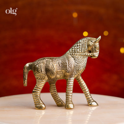Handcrafted brass standing horse figurine for home decor