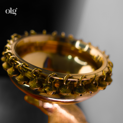 Brass fish-shaped urli bowl for floating flowers and diyas, 11 inch