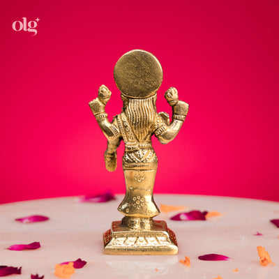 Brass standing Goddess Lakshmi idol, 4 inch, handcrafted murti