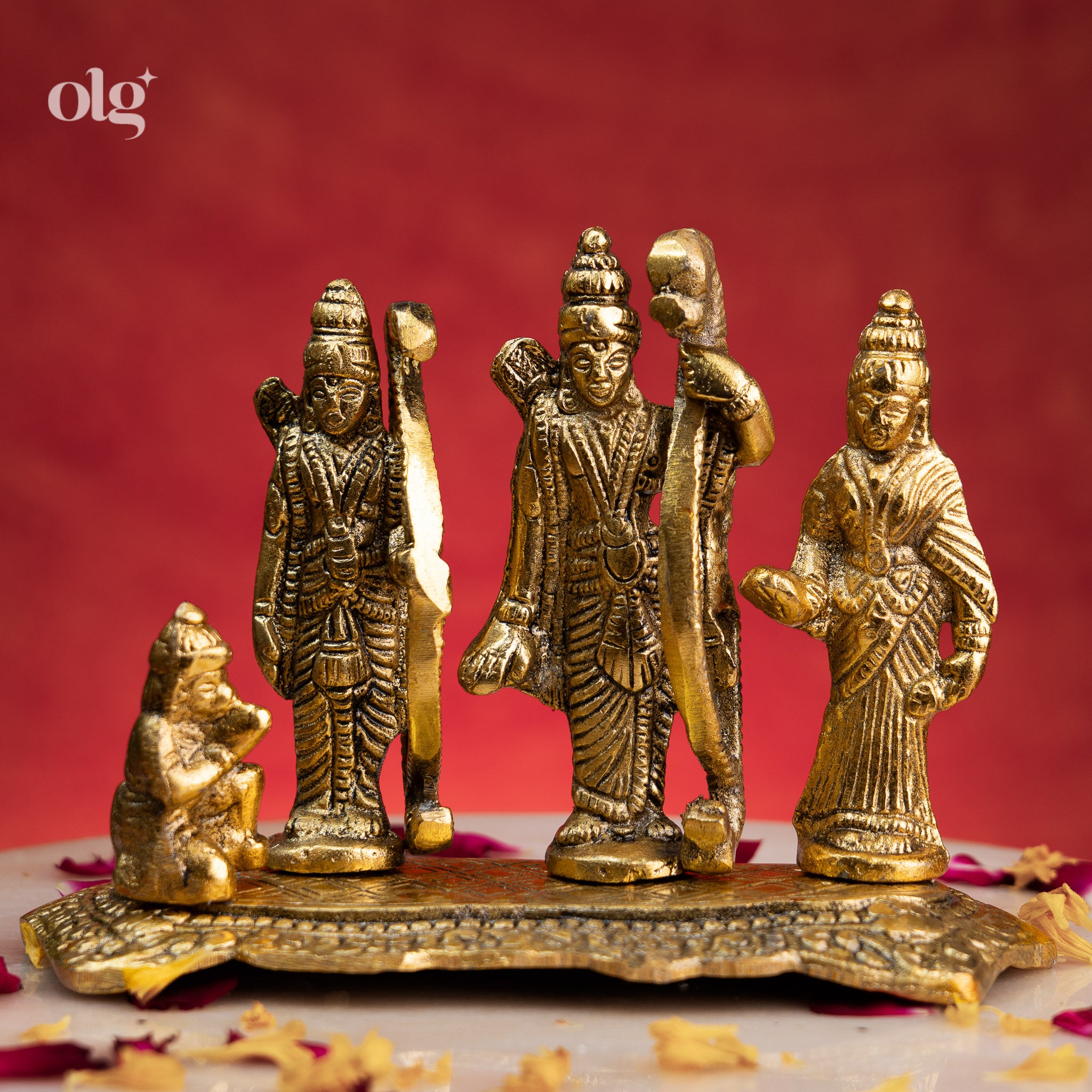Brass Ram Darbar Idol Set | Rama, Sita, Lakshman & Hanuman Murti