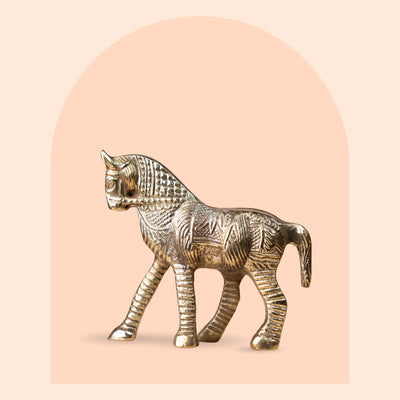 Handcrafted brass standing horse figurine for home decor