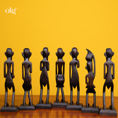 Set of 7 African tribal figurines, decorative showpiece