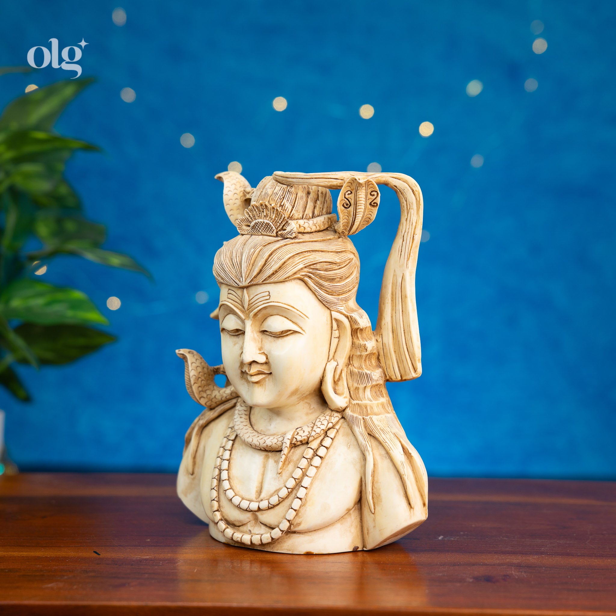 Divine Mahadev Lord Shiva Bust with Antique Ivory Finish