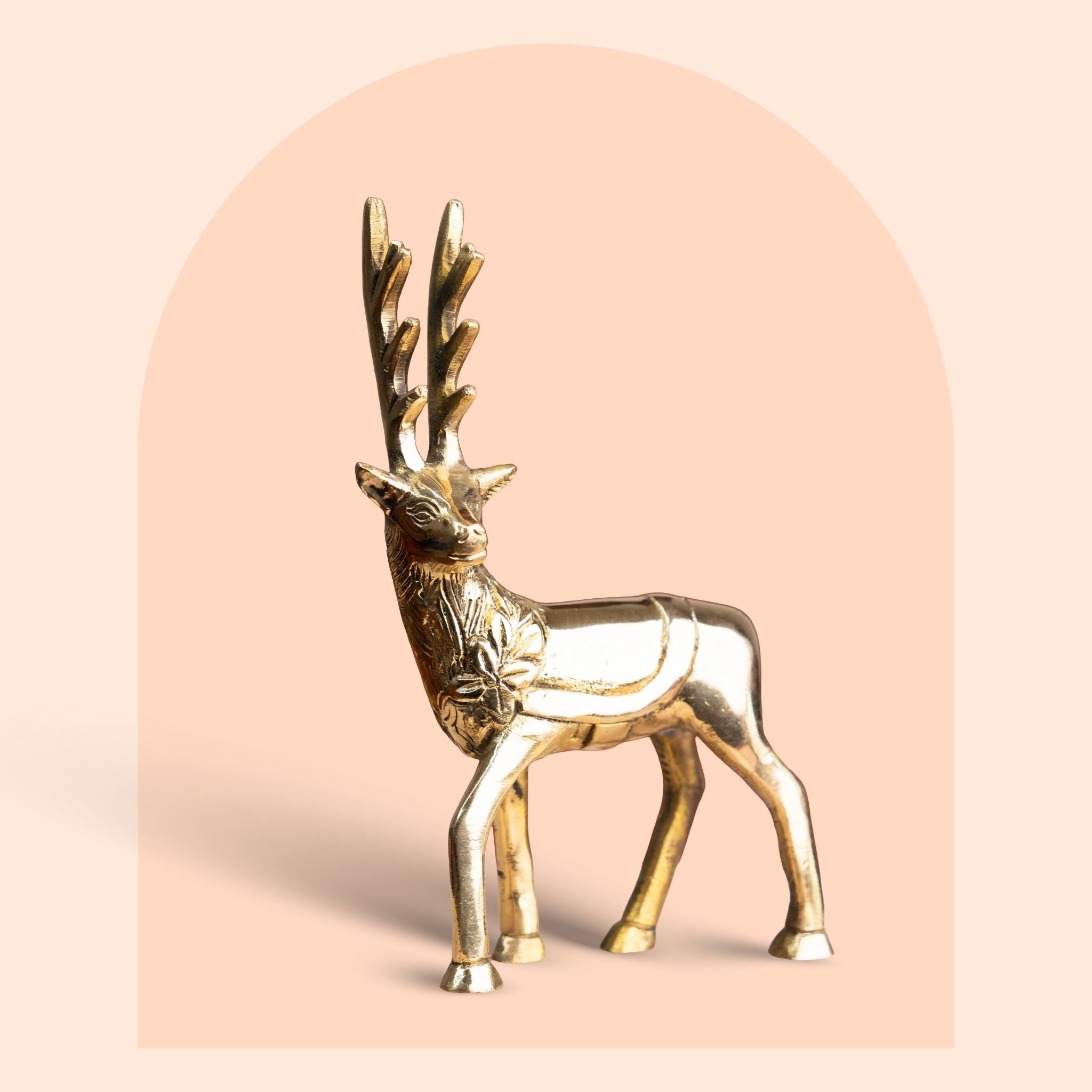 Elegant Brass Standing Deer Figurine (7 Inch)
