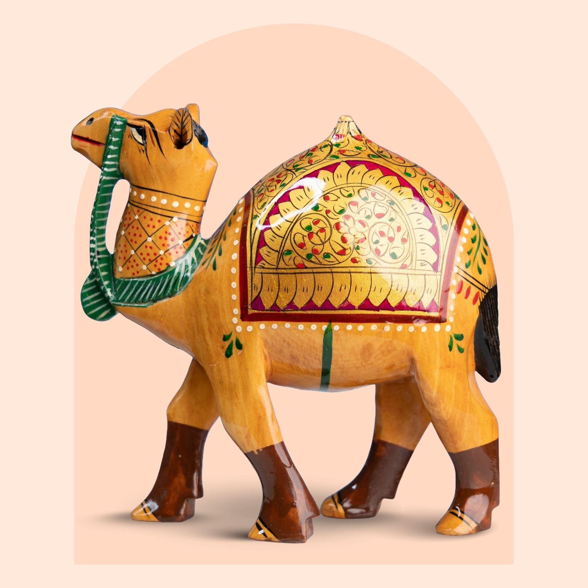 Hand-Painted Wooden Camel Figurine (5 Inch)