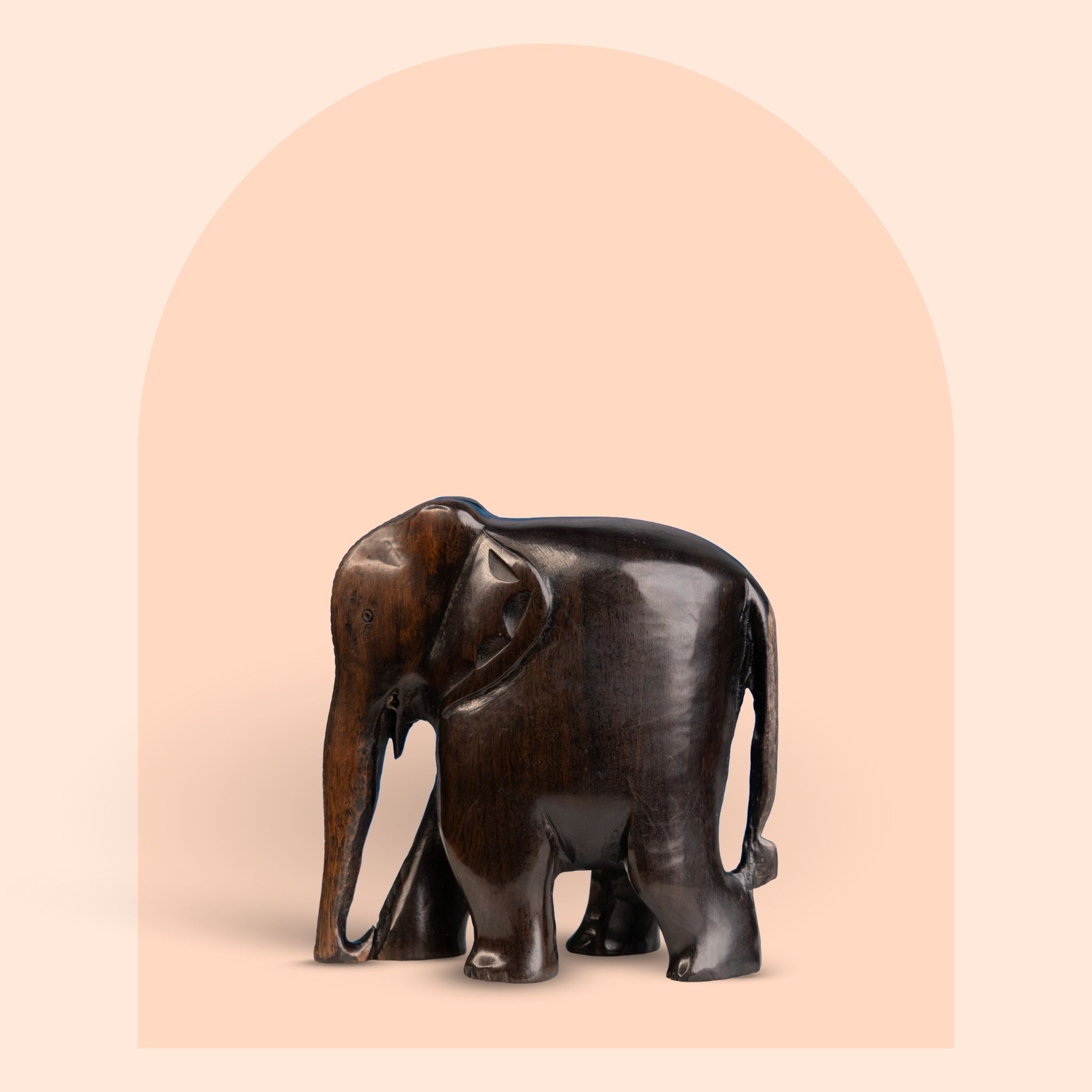 Hand Carved Dark Ebony Wood Elephant Figurine (4 Inch)