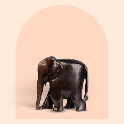 Hand Carved Dark Ebony Wood Elephant Figurine (4 Inch)