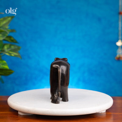 Hand-carved dark ebony wood elephant figurine, 4 inch, natural finish