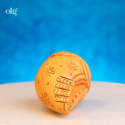 Hand-carved wooden conch shell replica, Shankh design