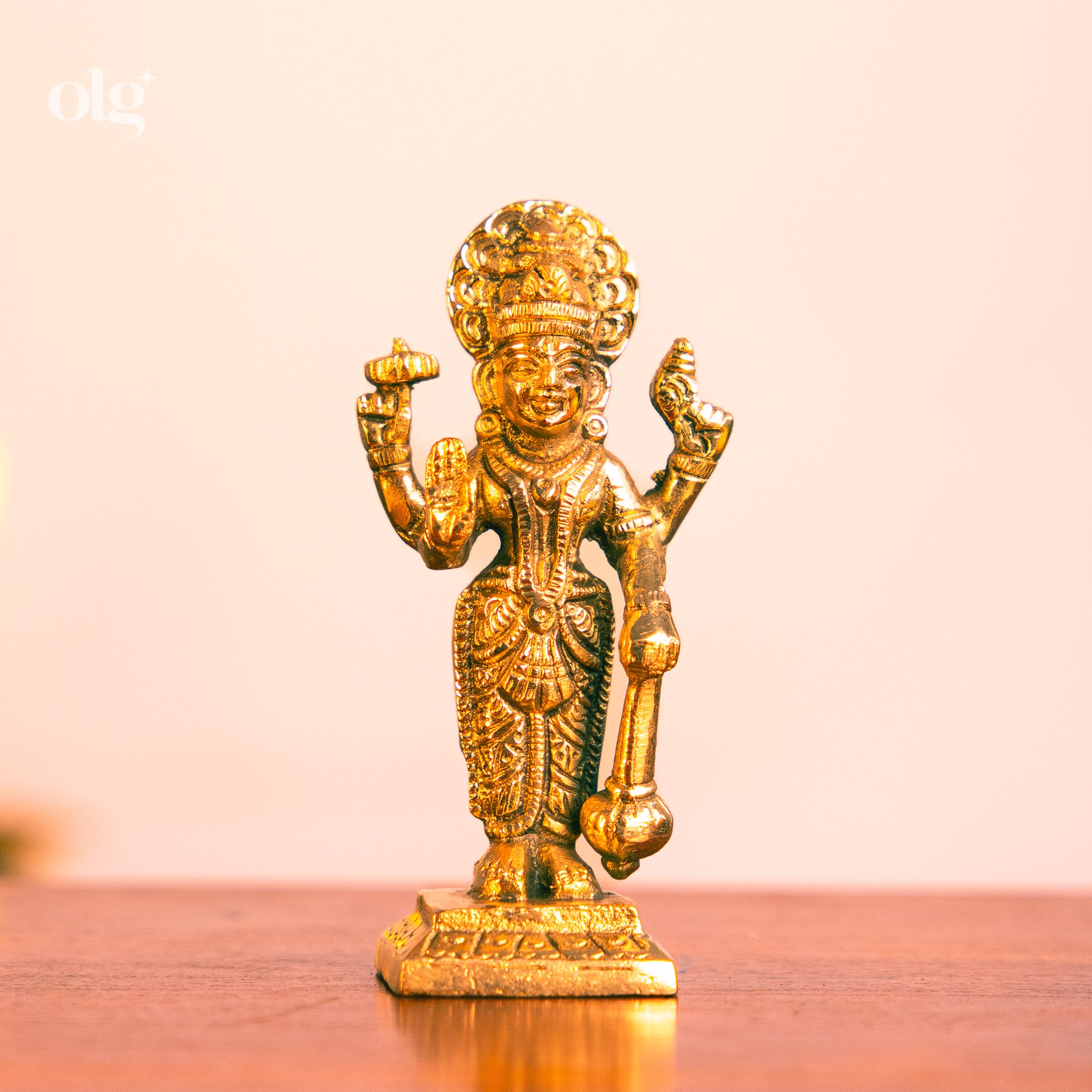 Fine Brass Satyanarayan Lord Vishnu Idol Standing With Gada (4.5 Inch)