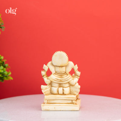 Cultured marble miniature Ganesha idol, antique ivory finish