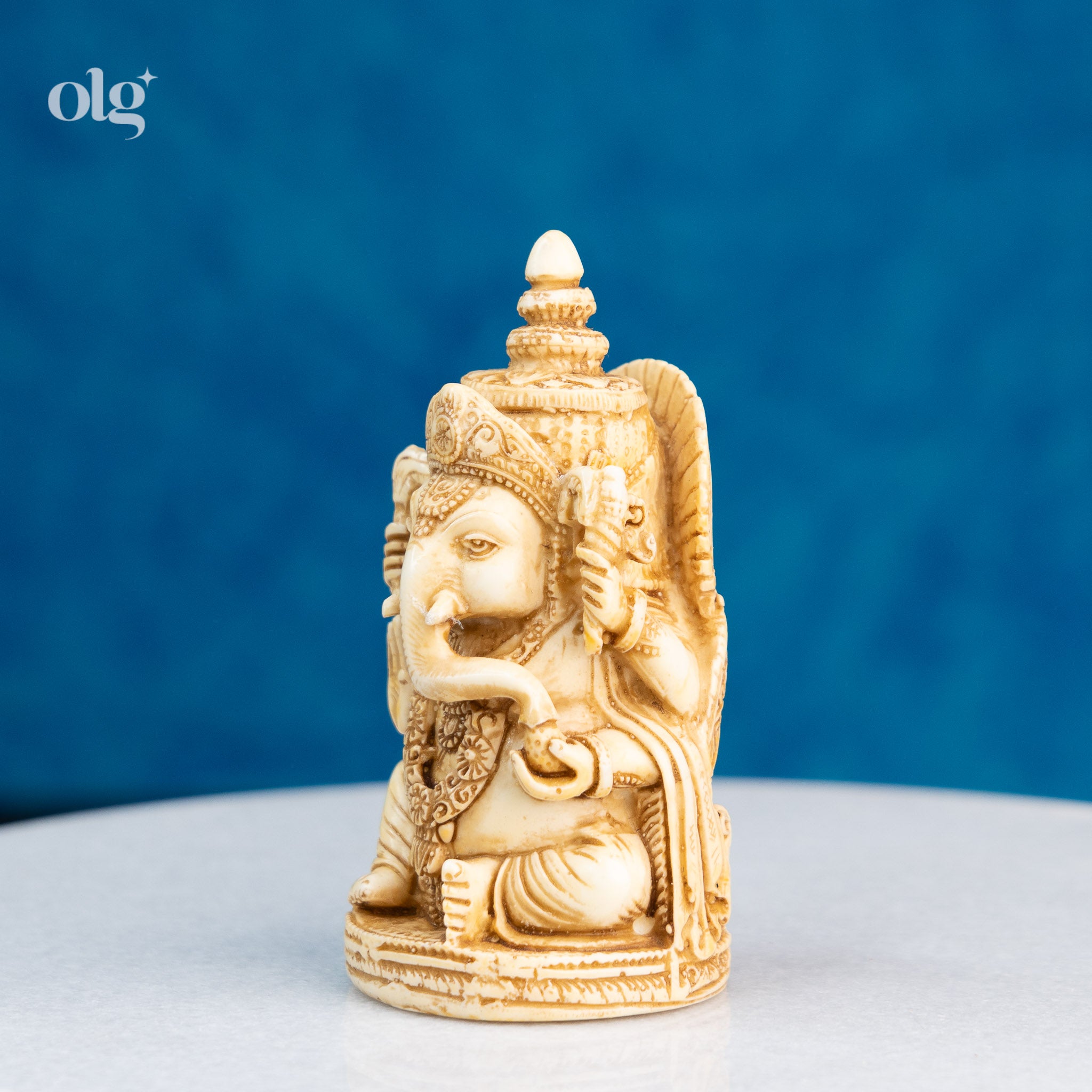 Miniature Antique Ivory Finish Lord Ganesha Idol (4 Inch)