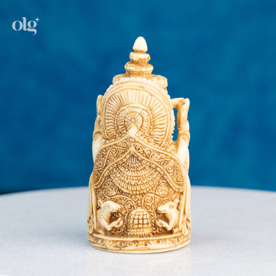 Cultured marble Ganesha idol, antique ivory finish, 4 inch
