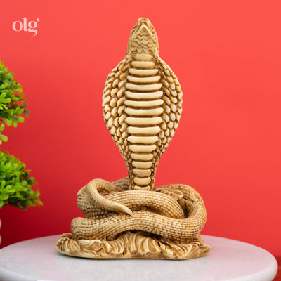 Cultured marble Naga Devata figurine, antique ivory finish