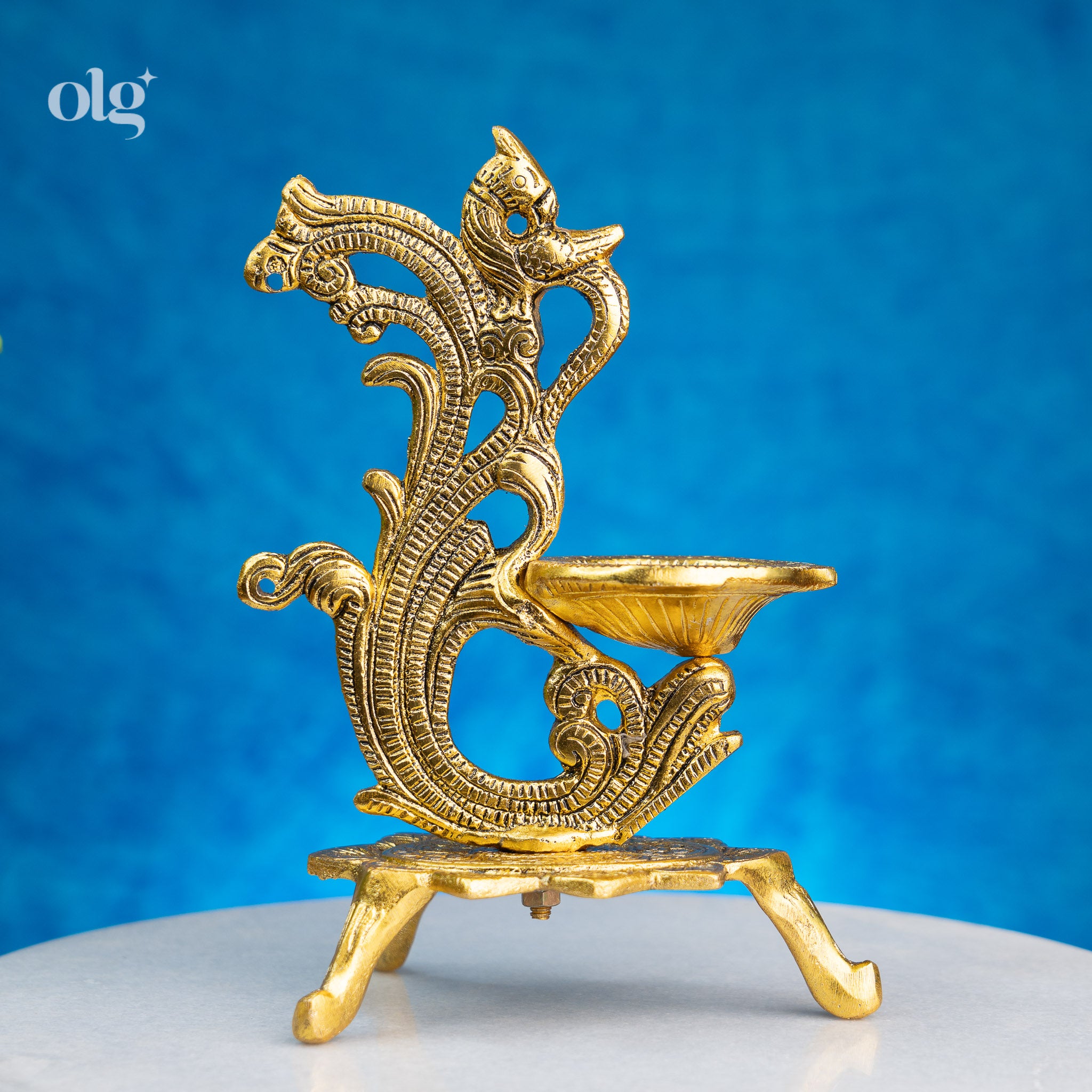 Traditional Metal Peacock Diya (7 Inch)