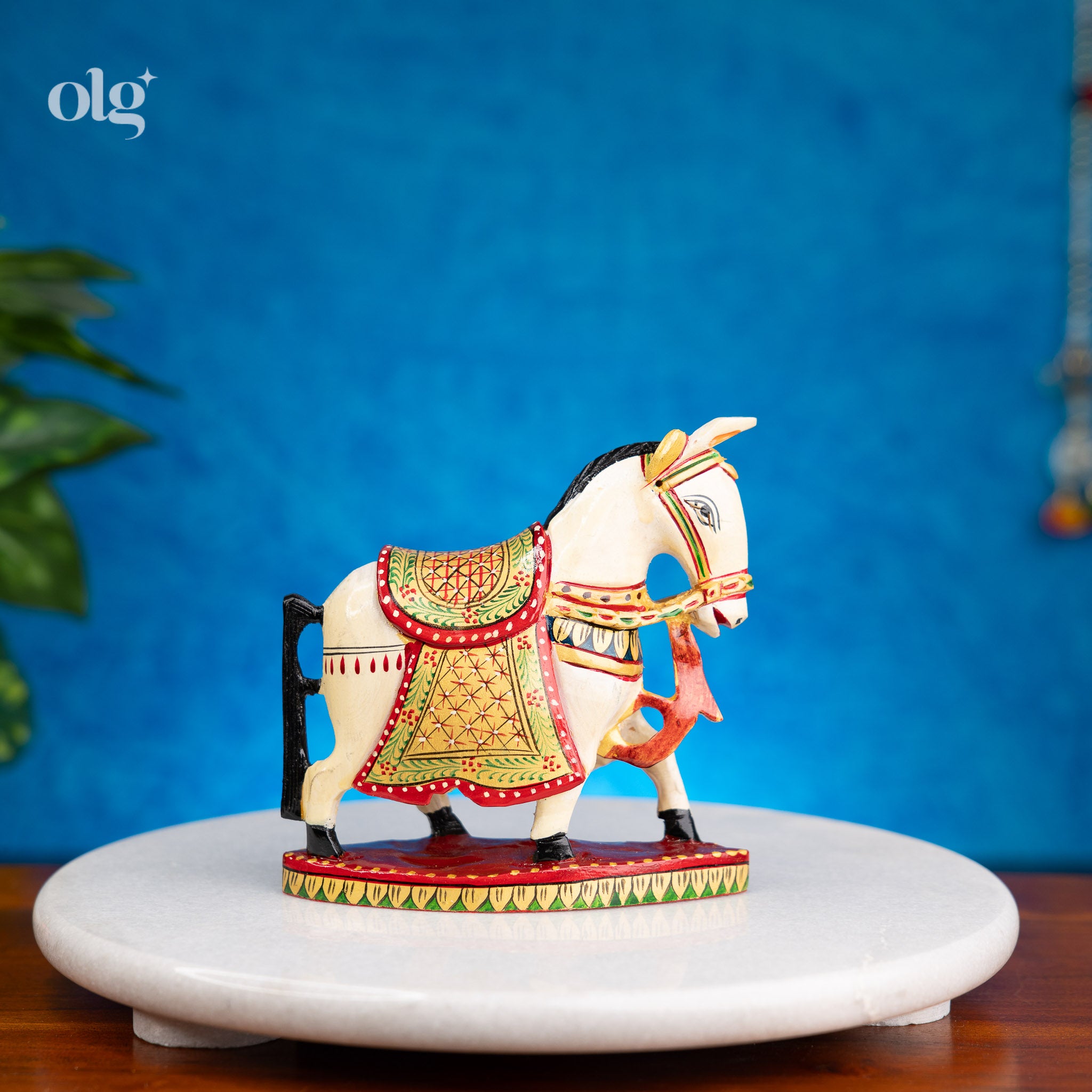 Vibrant Rajasthani Hand-Painted Horse Figurine